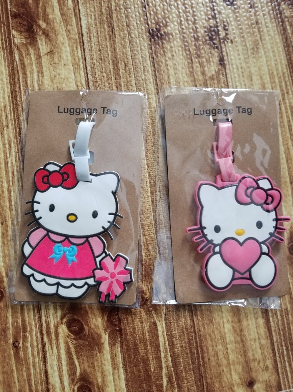 Sanrio Hello Kitty Pink White Luggage Tag Set Heart Bows